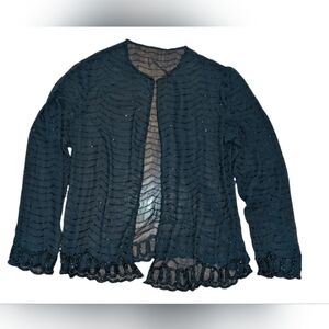 Vintage JMD New York Black Sheer Beaded Cardigan Shrug Jacket Size s